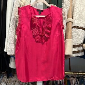 J. Crew Pink Ruffled Sleeveless Blouse